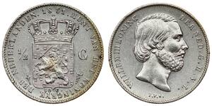 50 Cent / 1/2 Gulden Reino de los Países Bajos (1815 - ) Plata Guillermo III de los Países Bajos