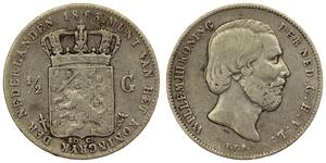 50 Cent / 1/2 Gulden Königreich der Niederlande (1815 - ) Silber Wilhelm III. (Niederlande)