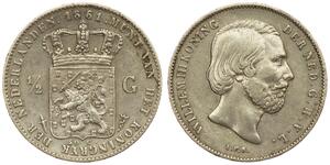 50 Cent / 1/2 Gulden Kingdom of the Netherlands (1815 - ) Silver William III of the Netherlands