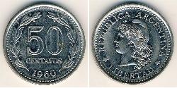 50 Centavo Argentinien (1861 - ) Acier/Nickel 
