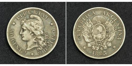 50 Centavo Argentinien (1861 - ) Argent 