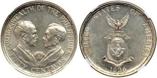 50 Centavo Philippines Argent 