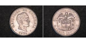50 Centavo République de Colombie (1886 - ) Argent 