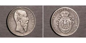 50 Centavo Second Empire mexicain (1864 - 1867) Argent Maximilian I of Mexico (1832 - 1867)