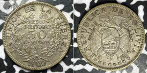 50 Centavo Bolivia (1825 - ) Argento 