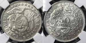 50 Centavo Bolivia (1825 - ) Argento 