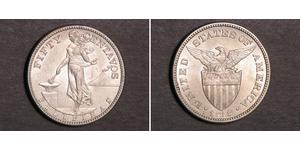 50 Centavo Filippine Argento 