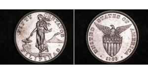 50 Centavo Filippine Argento 