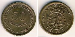 50 Centavo Portuguese Angola (1575-1975) Bronce 