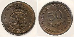 50 Centavo Portuguese Angola (1575-1975) Bronce 
