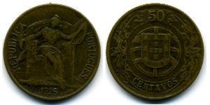 50 Centavo First Portuguese Republic (1910 - 1926) Bronze/Aluminium 