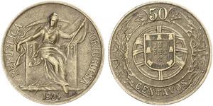 50 Centavo First Portuguese Republic (1910 - 1926) Bronze/Aluminium 