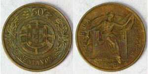 50 Centavo Première République portugaise (1910 - 1926) Bronze/Aluminium 