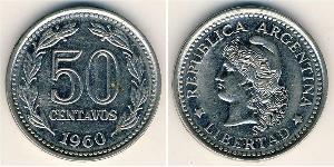50 Centavo República Argentina (1861 - ) Níquel/Acero 