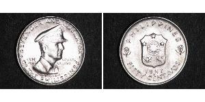 50 Centavo Filipinas Plata Douglas MacArthur (1880 - 1964) 