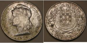 50 Centavo Erste Portugiesische Republik (1910 - 1926) Silber 