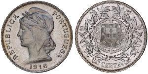 50 Centavo Erste Portugiesische Republik (1910 - 1926) Silber 