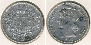 50 Centavo Erste Portugiesische Republik (1910 - 1926) Silber 