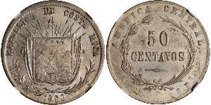 50 Centavo Costa Rica (1821 - ) Silver 