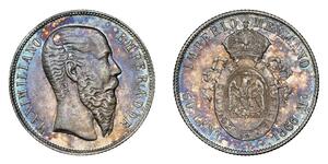 50 Centavo Second Mexican Empire (1864 - 1867) Silver Maximilian I of Mexico (1832 - 1867)