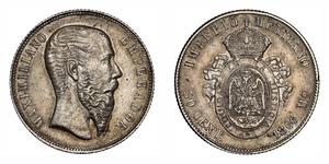 50 Centavo Second Mexican Empire (1864 - 1867) Silver Maximilian I of Mexico (1832 - 1867)