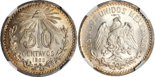 50 Centavo United Mexican States (1867 - ) Silver 