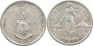 50 Centavo / 1/2 Peso Philippines Argent 