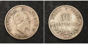 50 Centesimo Kingdom of Italy (1861-1946) Argento Victor Emmanuel II of Italy (1820 - 1878)