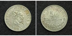 50 Centesimo Kingdom of Italy (1861-1946) Argento Victor Emmanuel II of Italy (1820 - 1878)