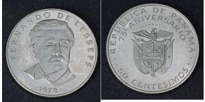 50 Centesimo Panama Kupfer/Nickel Ferdinand de Lesseps(1805 – 1894)