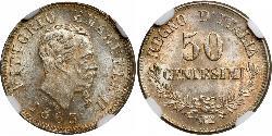 50 Centesimo Kingdom of Italy (1861-1946) Plata Victor Emmanuel II of Italy (1820 - 1878)