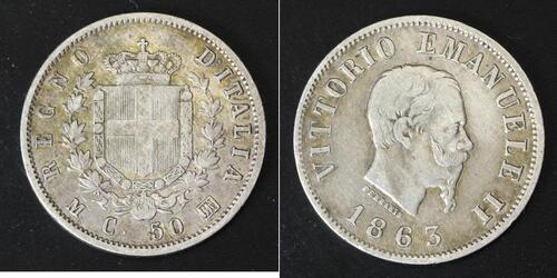 50 Centesimo Kingdom of Italy (1861-1946) Silber Victor Emmanuel II of Italy (1820 - 1878)