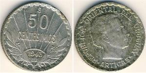50 Centesimo Uruguay Silber 