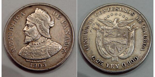 50 Centesimo Republic of Panama Silver Vasco Núñez de Balboa (1475 – 1519)