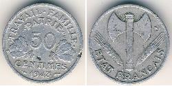 50 Centime Vichy France (1940-1944) Alluminio/Zinco 