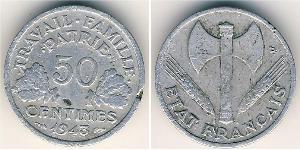 50 Centime Vichy France (1940-1944) Alluminio/Zinco 