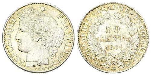 50 Centime Troisième République (1870-1940)  Argent 