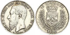 50 Centime État indépendant du Congo (1885 - 1908) Argent Leopold II (1835 - 1909)
