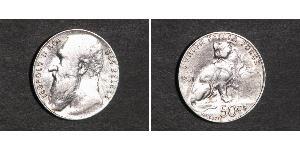 50 Centime Belgio Argento Leopold II (1835 - 1909)