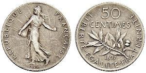 50 Centime Francia Argento 