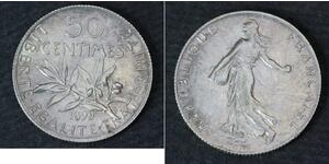 50 Centime Francia Argento 