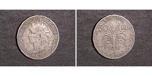 50 Centime Guadalupa (1648 - ) / Francia Argento 