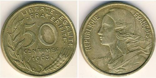 50 Centime Fünfte Französische Republik (1958 - ) Bronze/Aluminium 