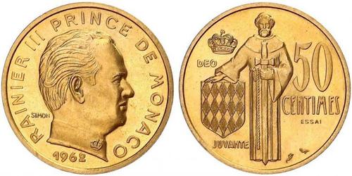 50 Centime Monaco (1297 - ) Or 