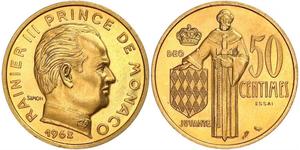 50 Centime Principato di Monaco (1297 - ) Oro 