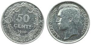 50 Centime Bélgica Plata 