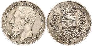 50 Centime Estado Libre del Congo (1885 - 1908) Plata Leopold II (1835 - 1909)