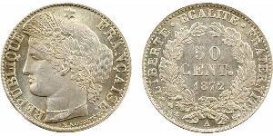 50 Centime Tercera República Francesa (1870-1940)  Plata 