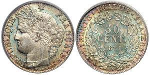 50 Centime Tercera República Francesa (1870-1940)  Plata 