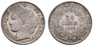 50 Centime Tercera República Francesa (1870-1940)  Plata 